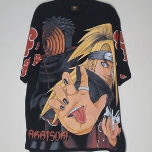 Naruto Akatsuki AOP All Over Print Anime T-Shirt Black Crown Size 2XL